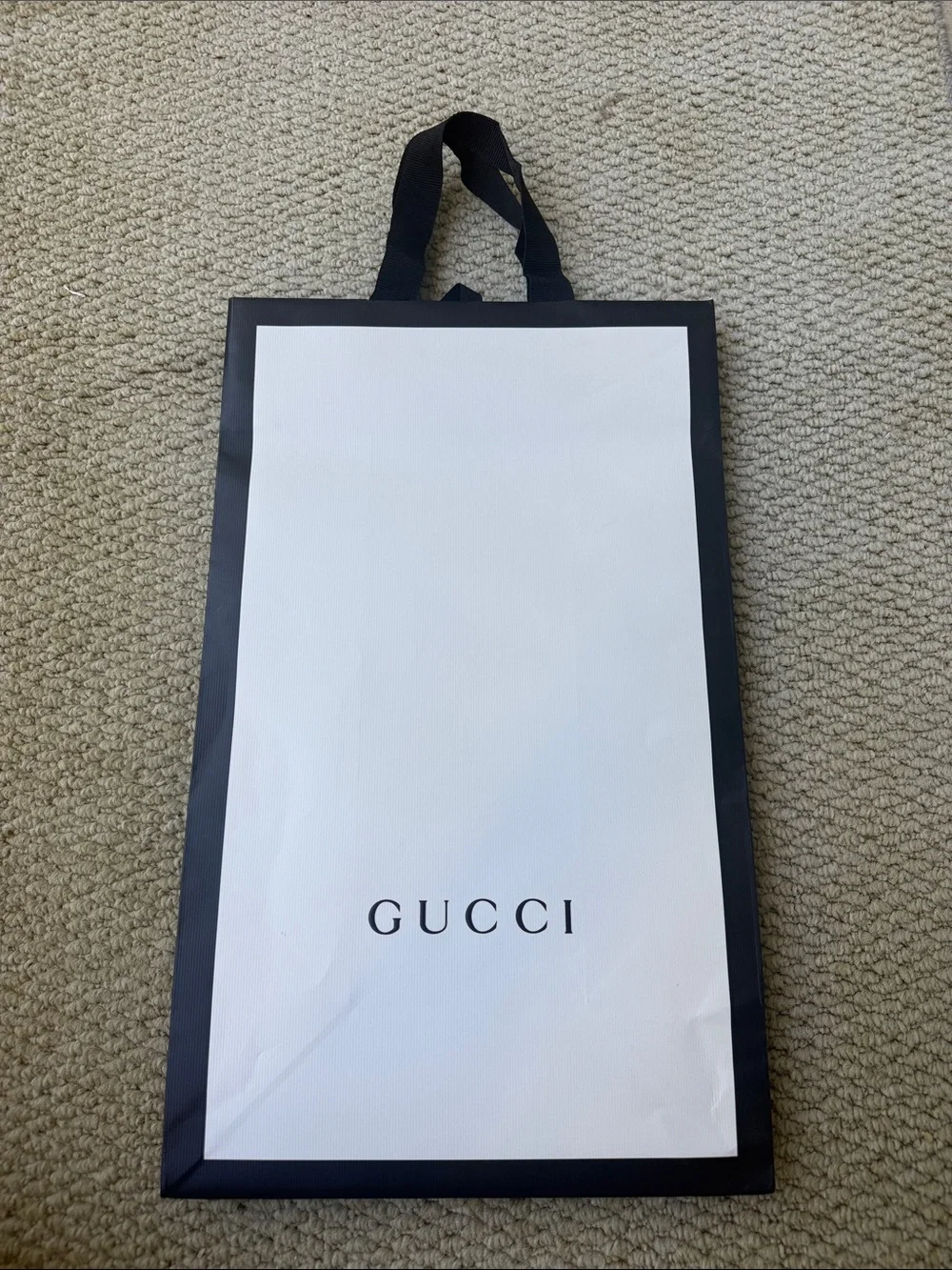 Gucci White and Black Branded Shopping Tote Bag
